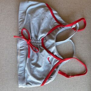 Nike Light Gray Sports Bra with Red Trim
